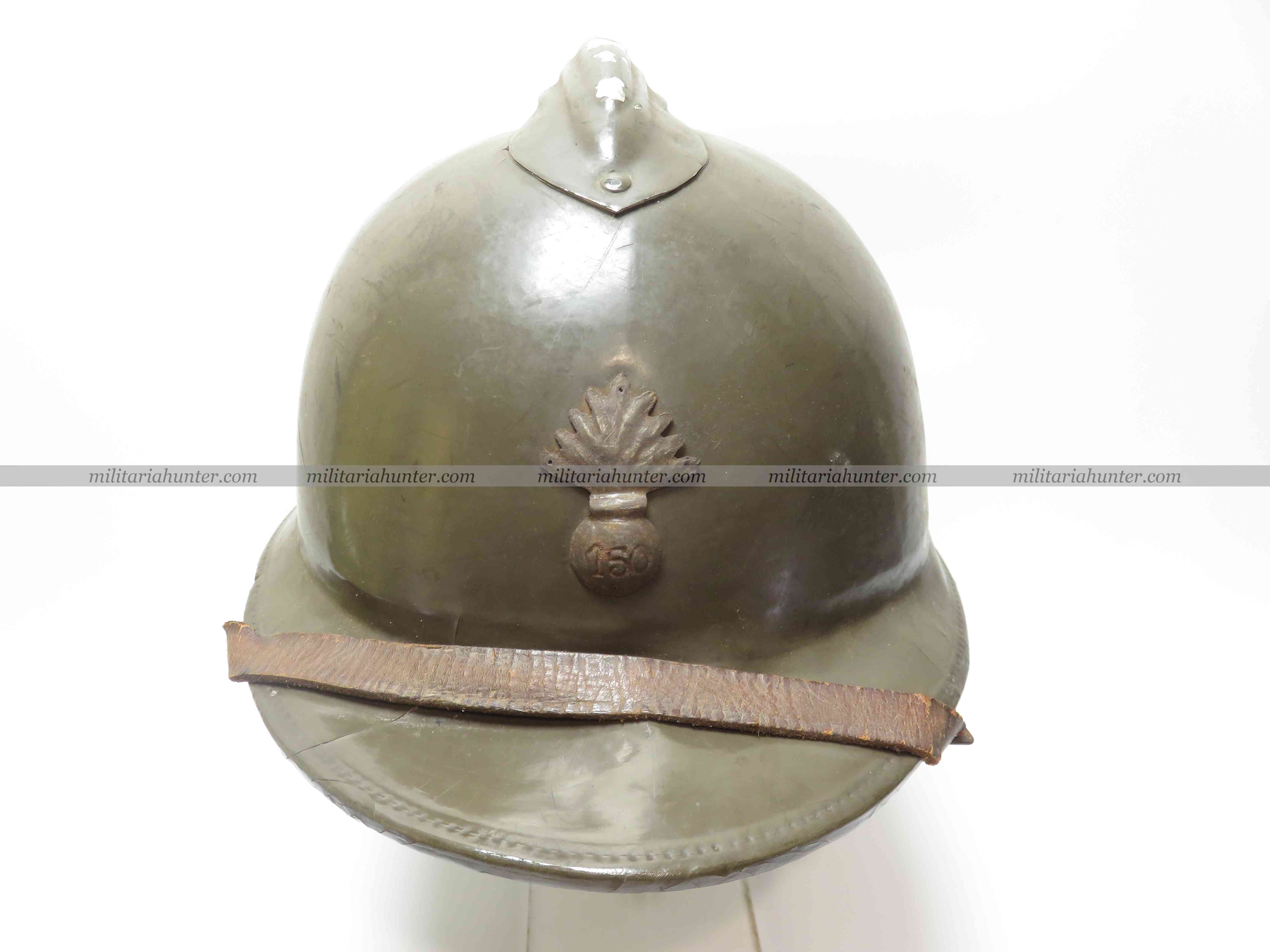 militaria : Très beau casque Adrian d'officier en liège avec insigne 150e RI