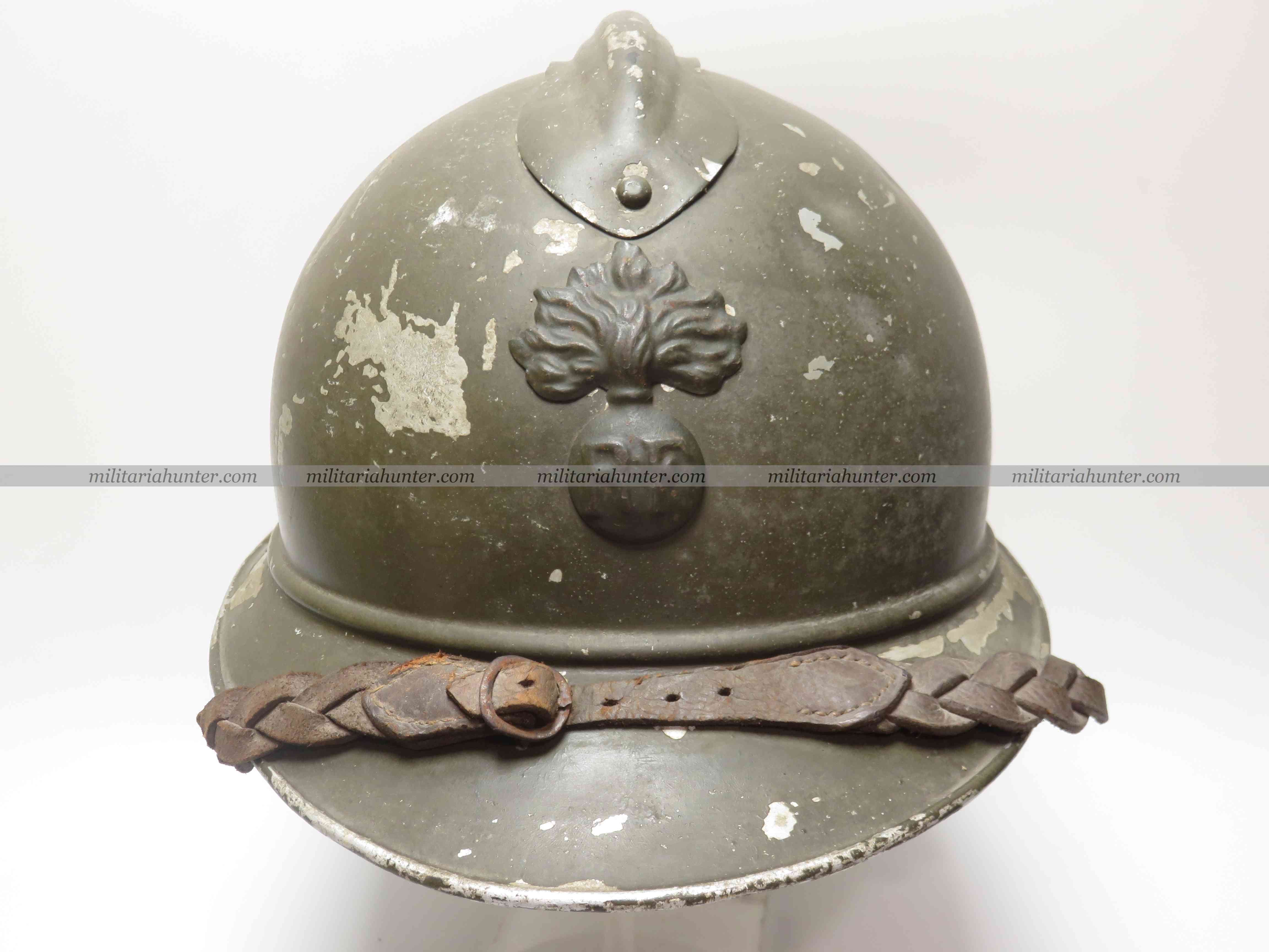 militaria : Casque Adrian aluminium d'officier d'infanterie
