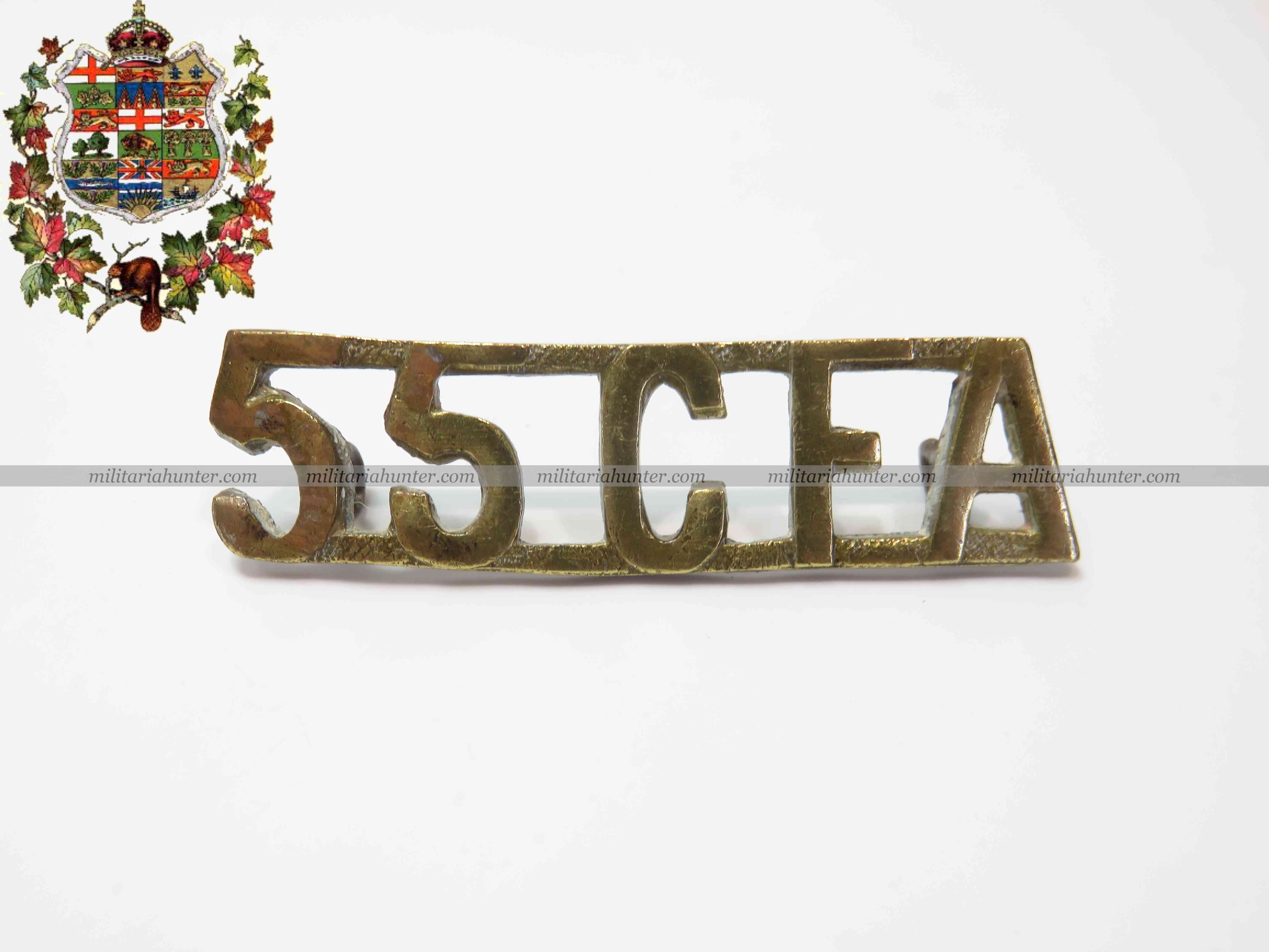 militaria : Canada ww1 CFA shoulder title 55th Battery - 13th Brigade - 5th Division